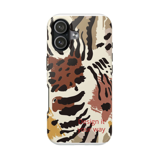 Leopard Print Tough Phone Case – Customizable “Design it Your Way” Protective Cover iPhone 17