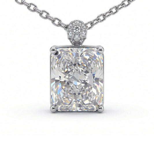 5CT (10mm) Radiant Cut Moissanite Diamond Necklace