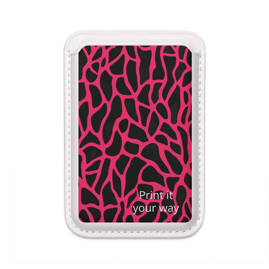 MagSafe Vegan Wallet — Pink Abstract Animal Print Card Holder White One size