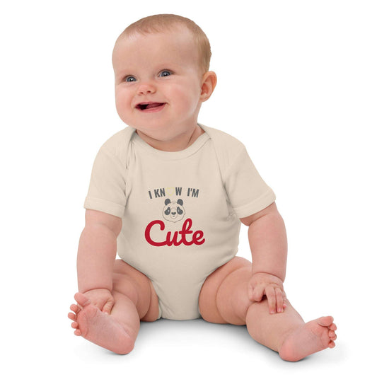 "I Know I'm Cute" Organic cotton baby bodysuit