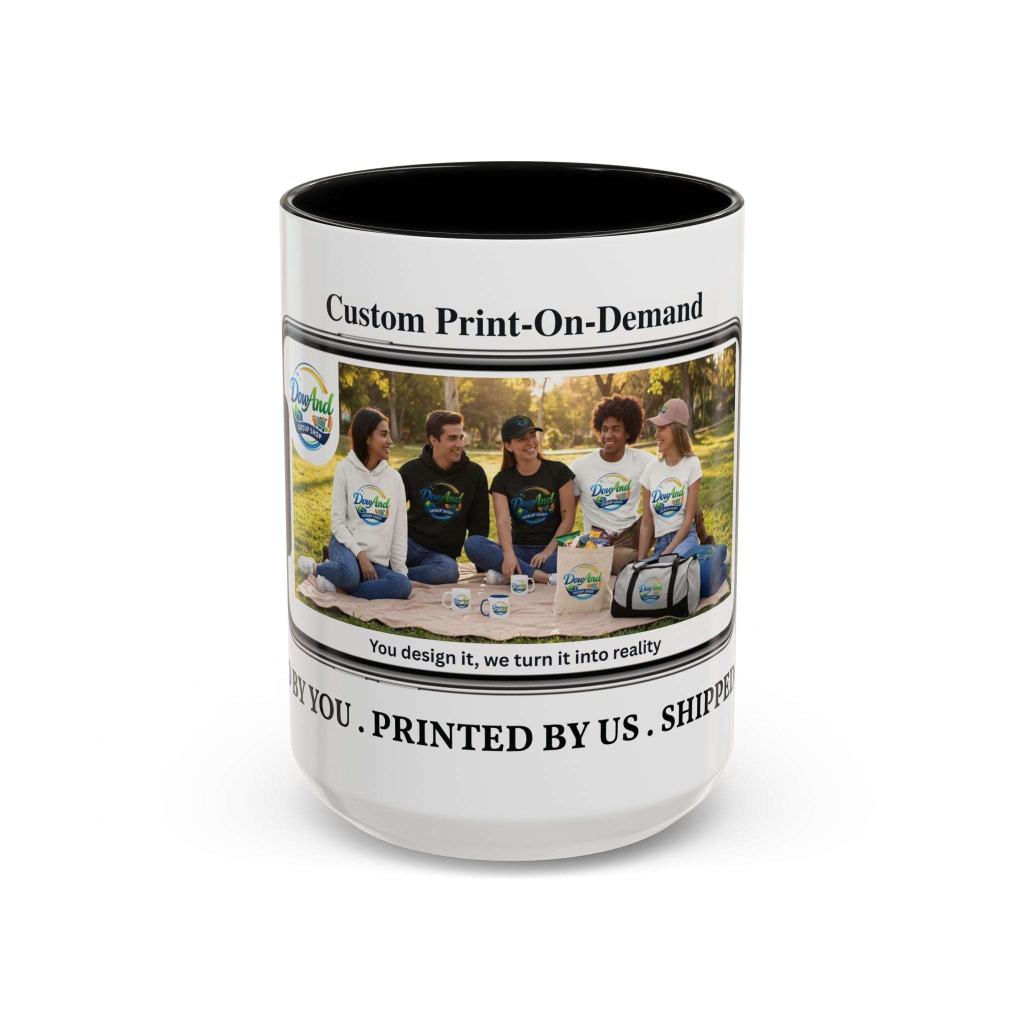 Custom Print-On-Demand Accent Coffee Mug (11/15oz) — Personalized Group Photo Design 15oz Black