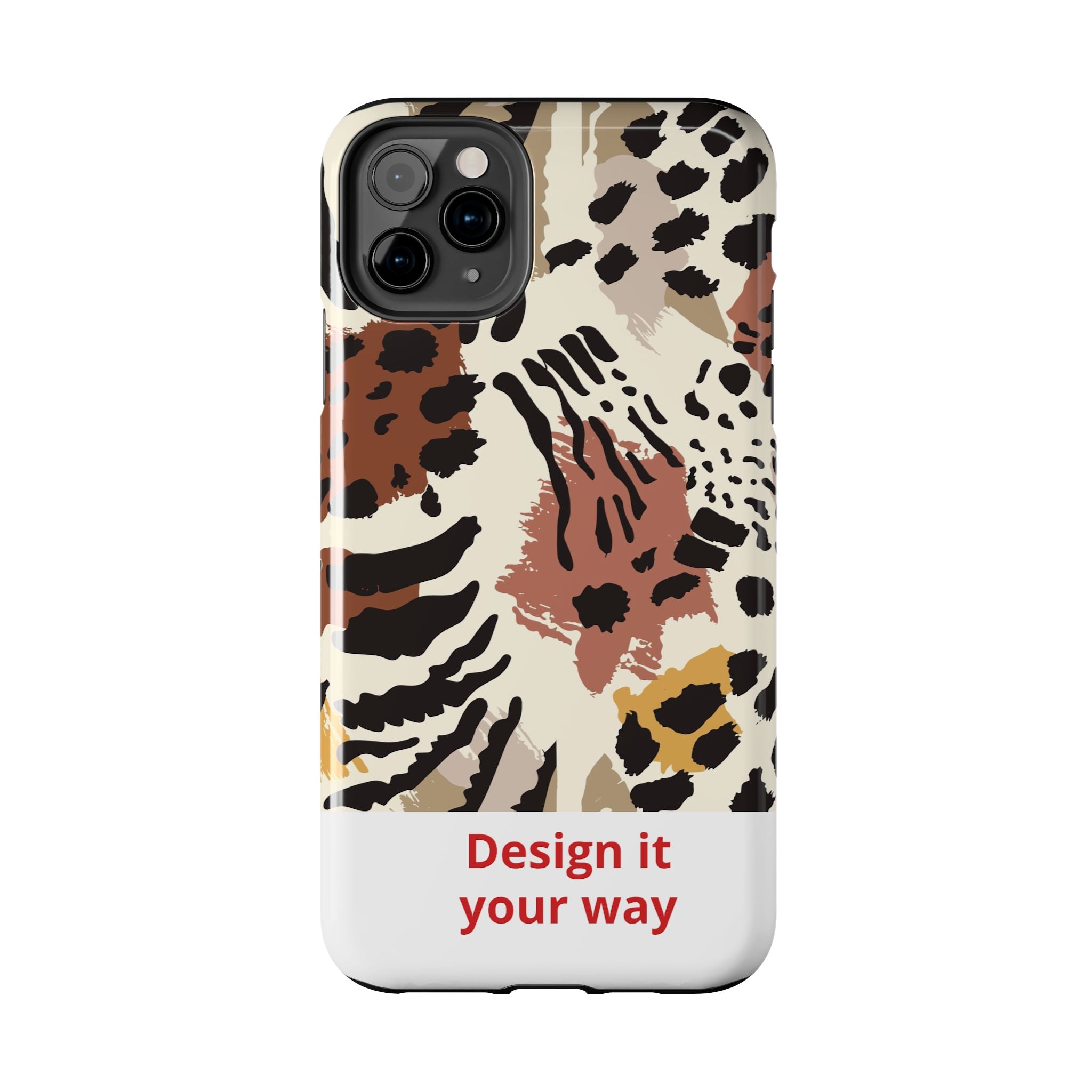 Leopard Print Tough Phone Case – Customizable “Design it Your Way” Protective Cover