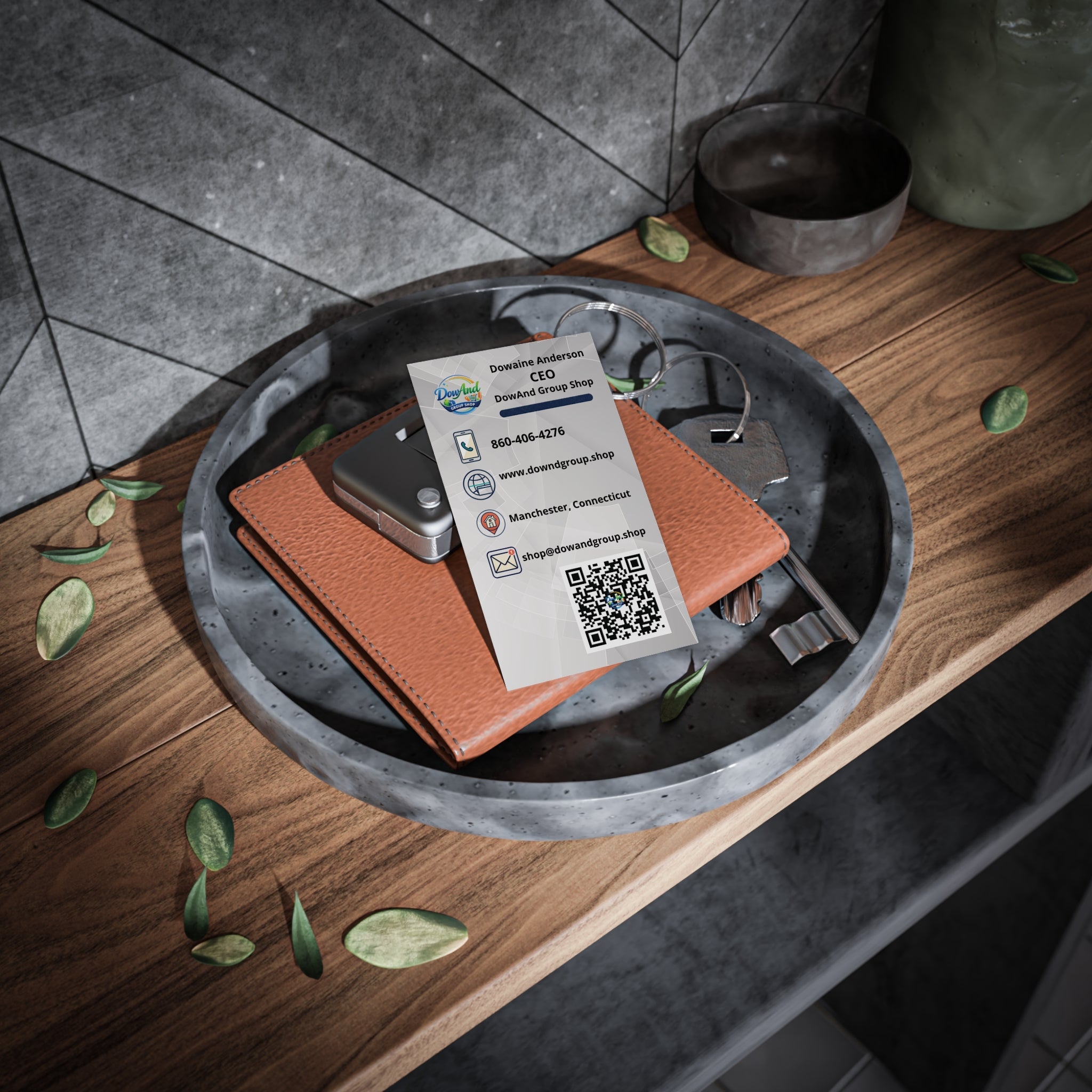 Professional CEO Business Cards — Customizable Contact Card with QR Code