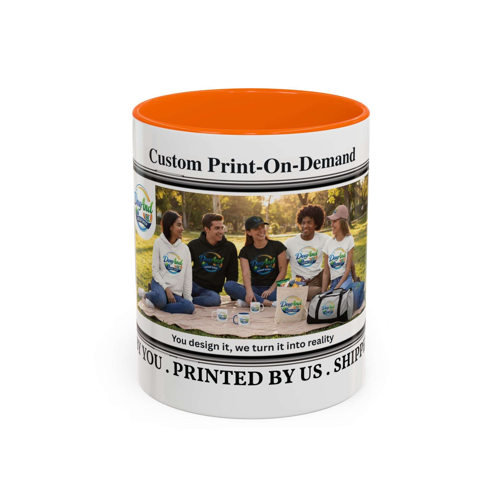 Custom Print-On-Demand Accent Coffee Mug (11/15oz) — Personalized Group Photo Design 11oz Orange
