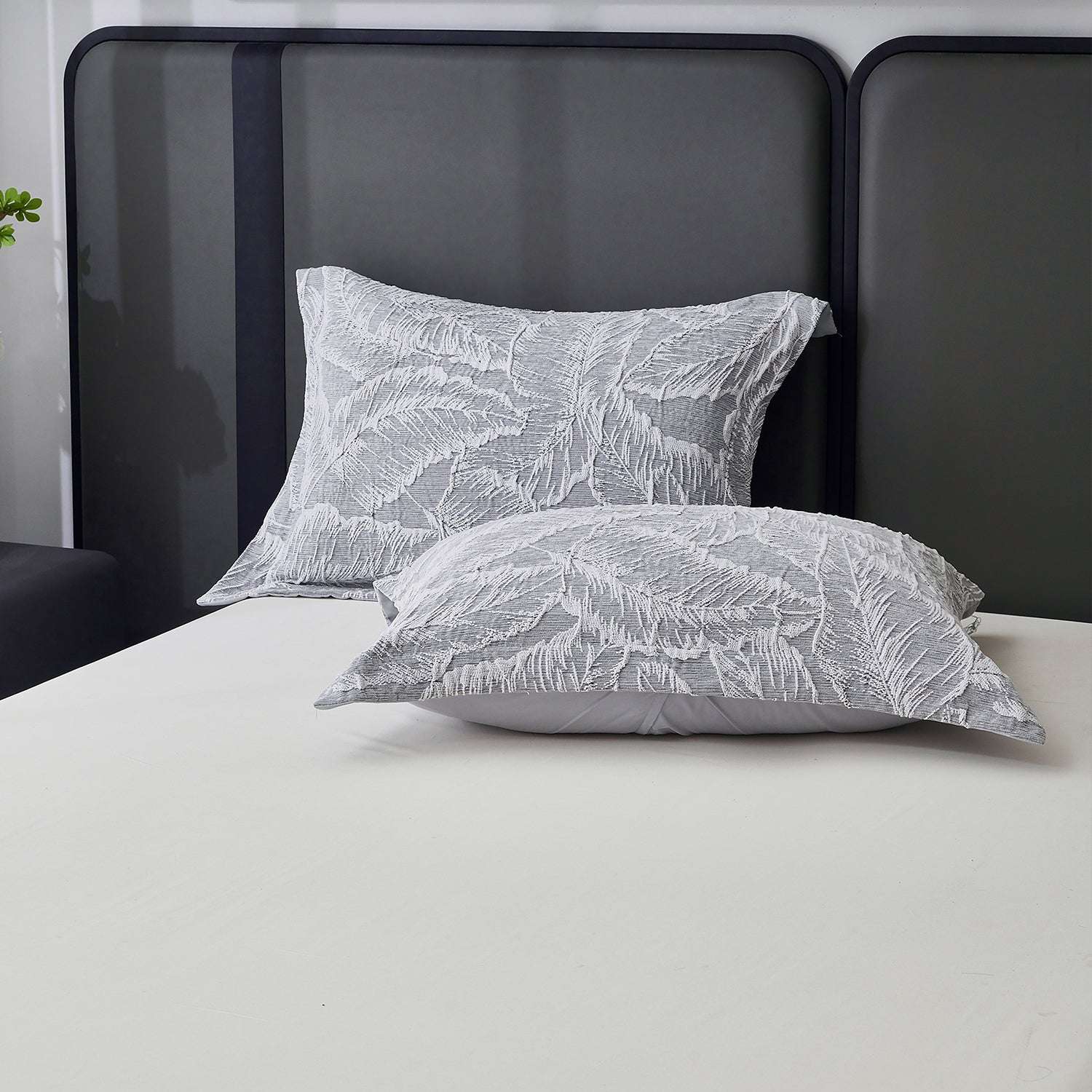 Closeout - 7 Piece Gray Chenille Jacquard Comforter Set