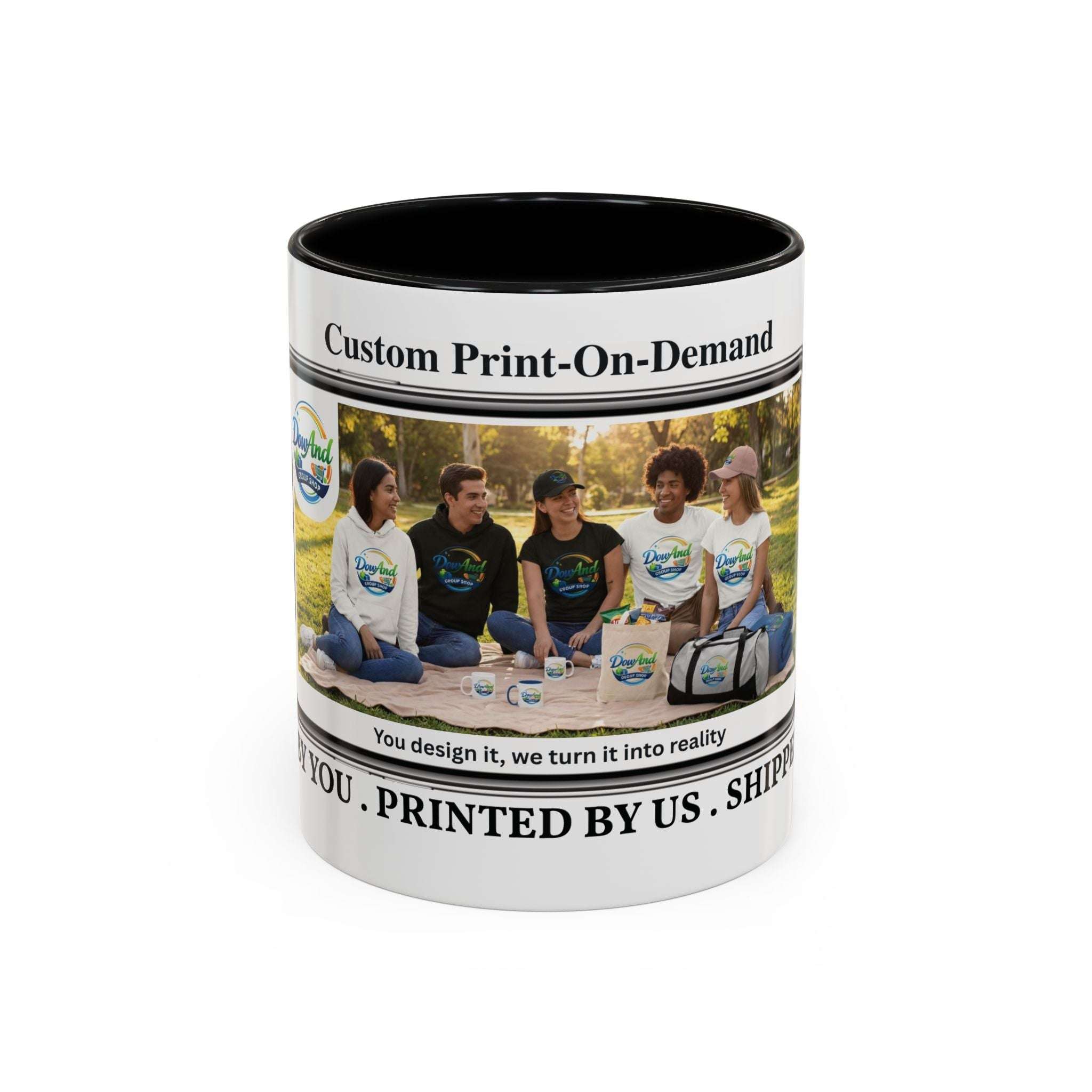 Custom Print-On-Demand Accent Coffee Mug (11/15oz) — Personalized Group Photo Design 11oz Black