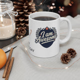 White mug with 'Sista Like Fo'Chop' design on a table with decorative items.