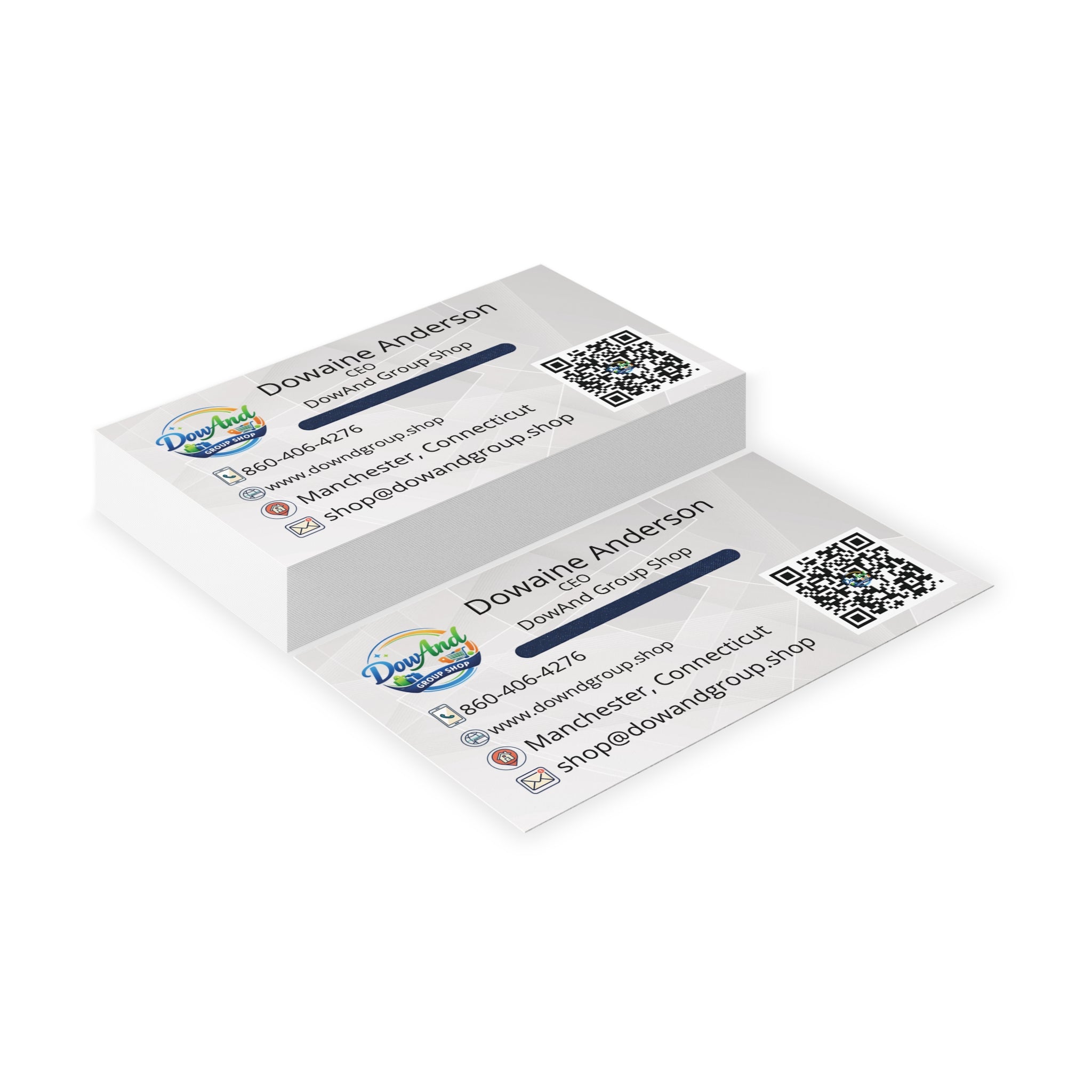 Professional CEO Business Cards — Customizable Contact Card with QR Code
