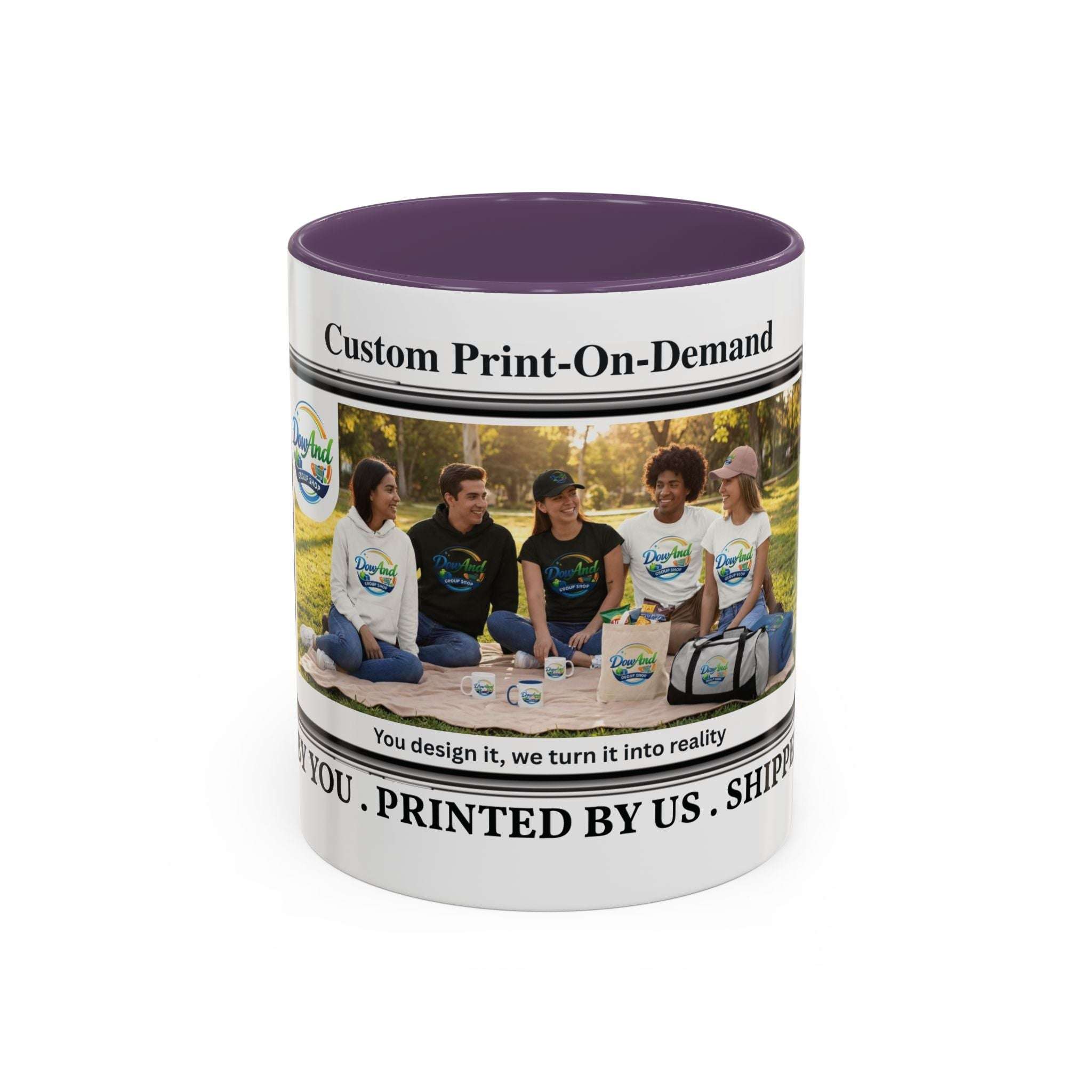 Custom Print-On-Demand Accent Coffee Mug (11/15oz) — Personalized Group Photo Design 11oz Purple
