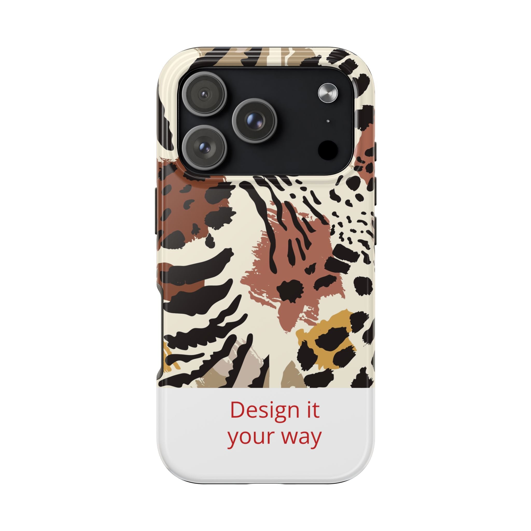 Leopard Print Tough Phone Case – Customizable “Design it Your Way” Protective Cover