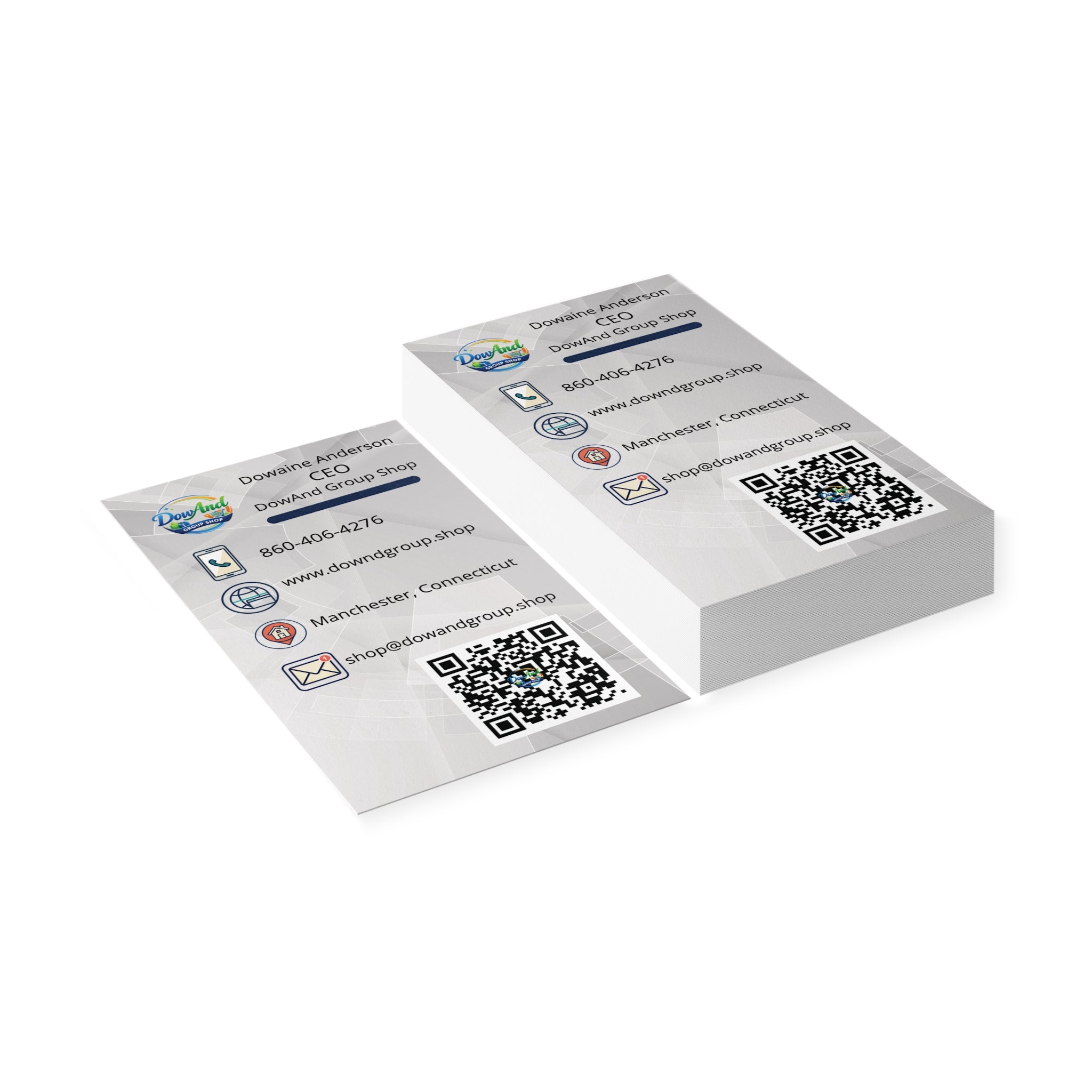 Professional CEO Business Cards — Customizable Contact Card with QR Code
