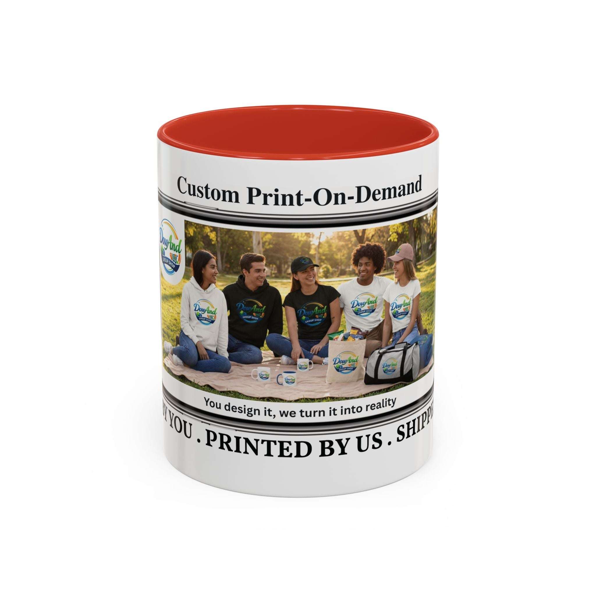 Custom Print-On-Demand Accent Coffee Mug (11/15oz) — Personalized Group Photo Design 11oz Red