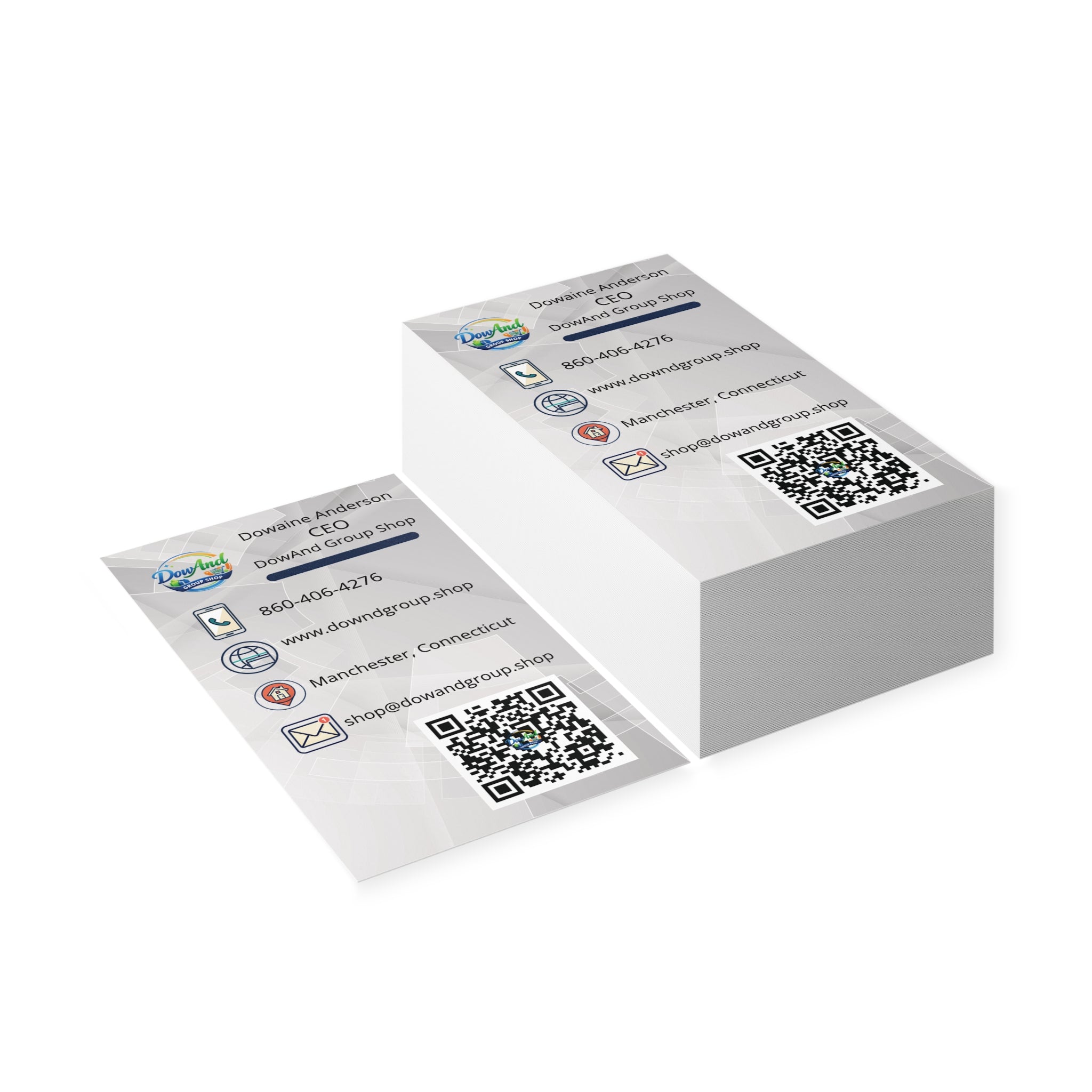 Professional CEO Business Cards — Customizable Contact Card with QR Code