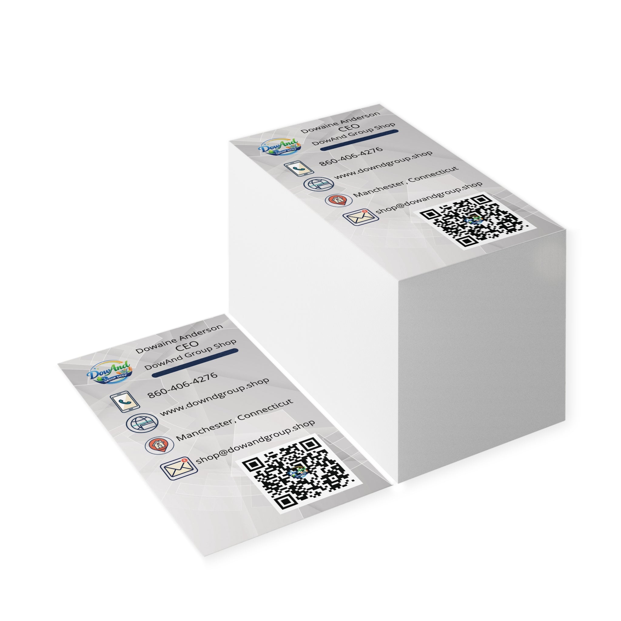 Professional CEO Business Cards — Customizable Contact Card with QR Code