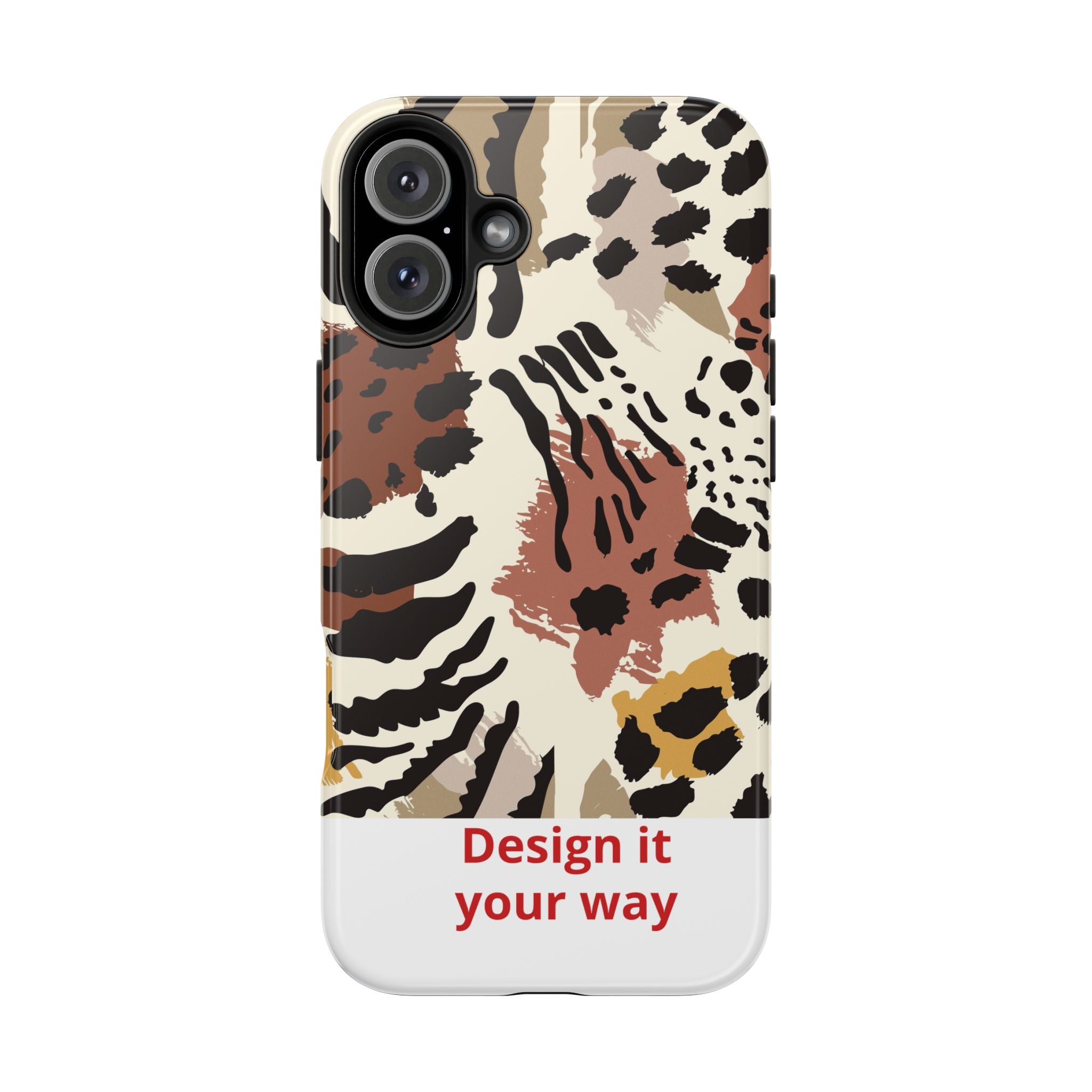 Leopard Print Tough Phone Case – Customizable “Design it Your Way” Protective Cover