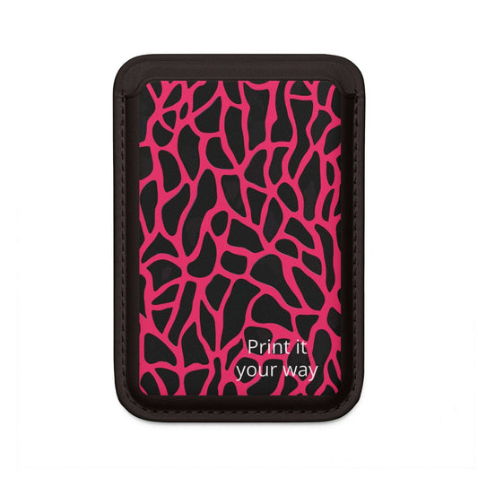 MagSafe Vegan Wallet — Pink Abstract Animal Print Card Holder Black One size