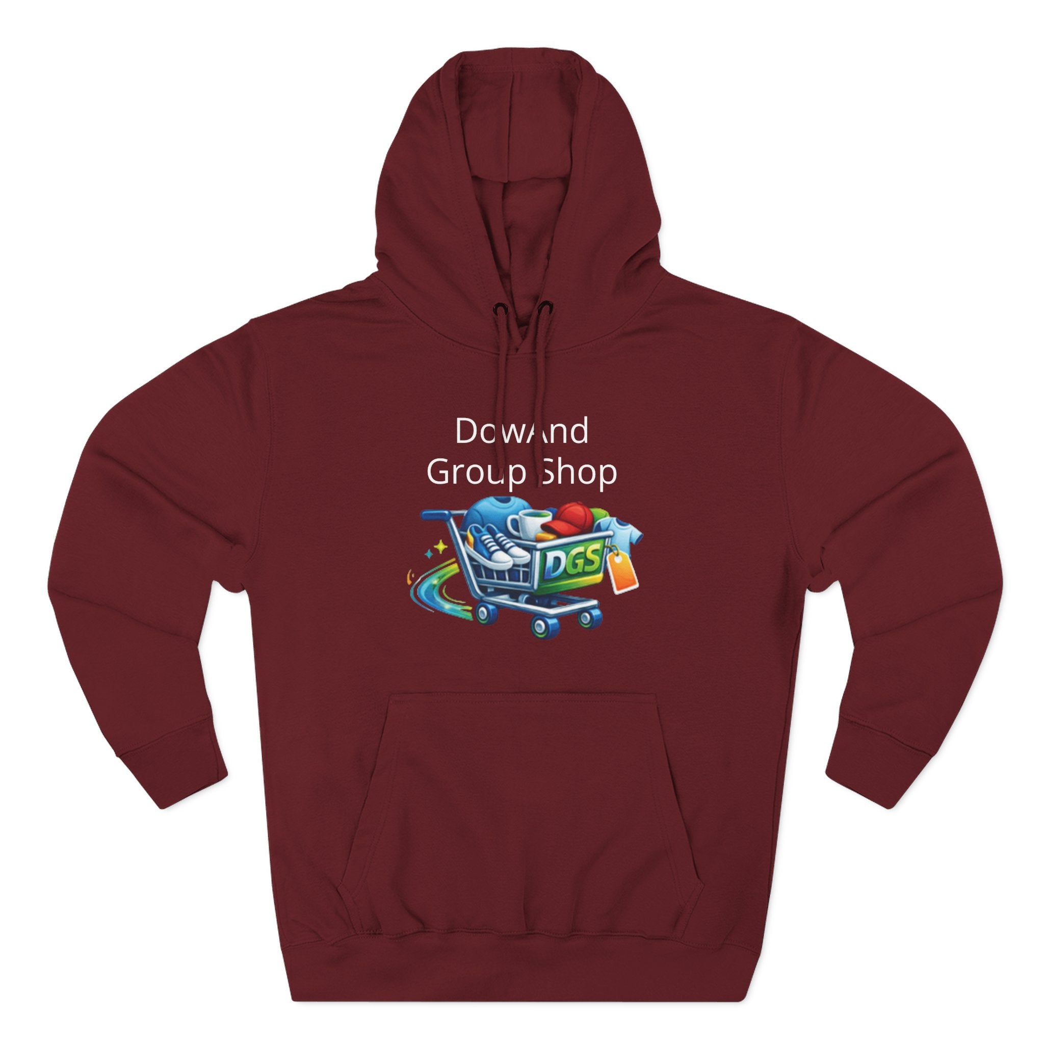 Three-Panel Fleece Hoodie — Custom Unisex Designed Comfort Burgundy
