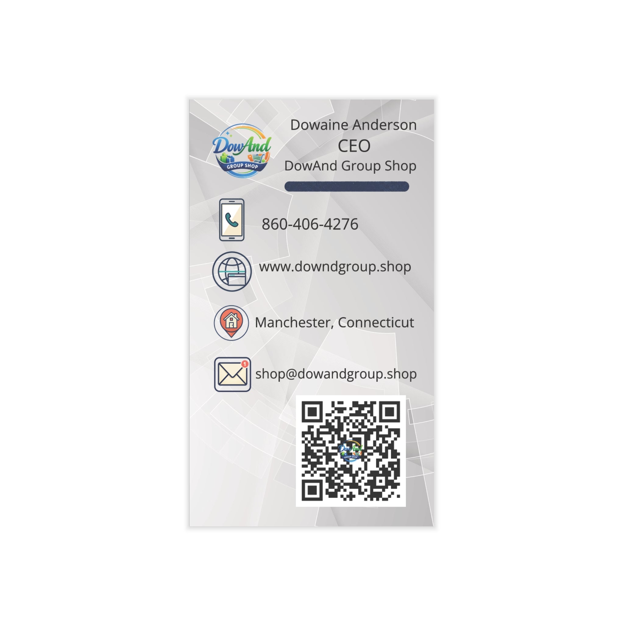 Professional CEO Business Cards — Customizable Contact Card with QR Code