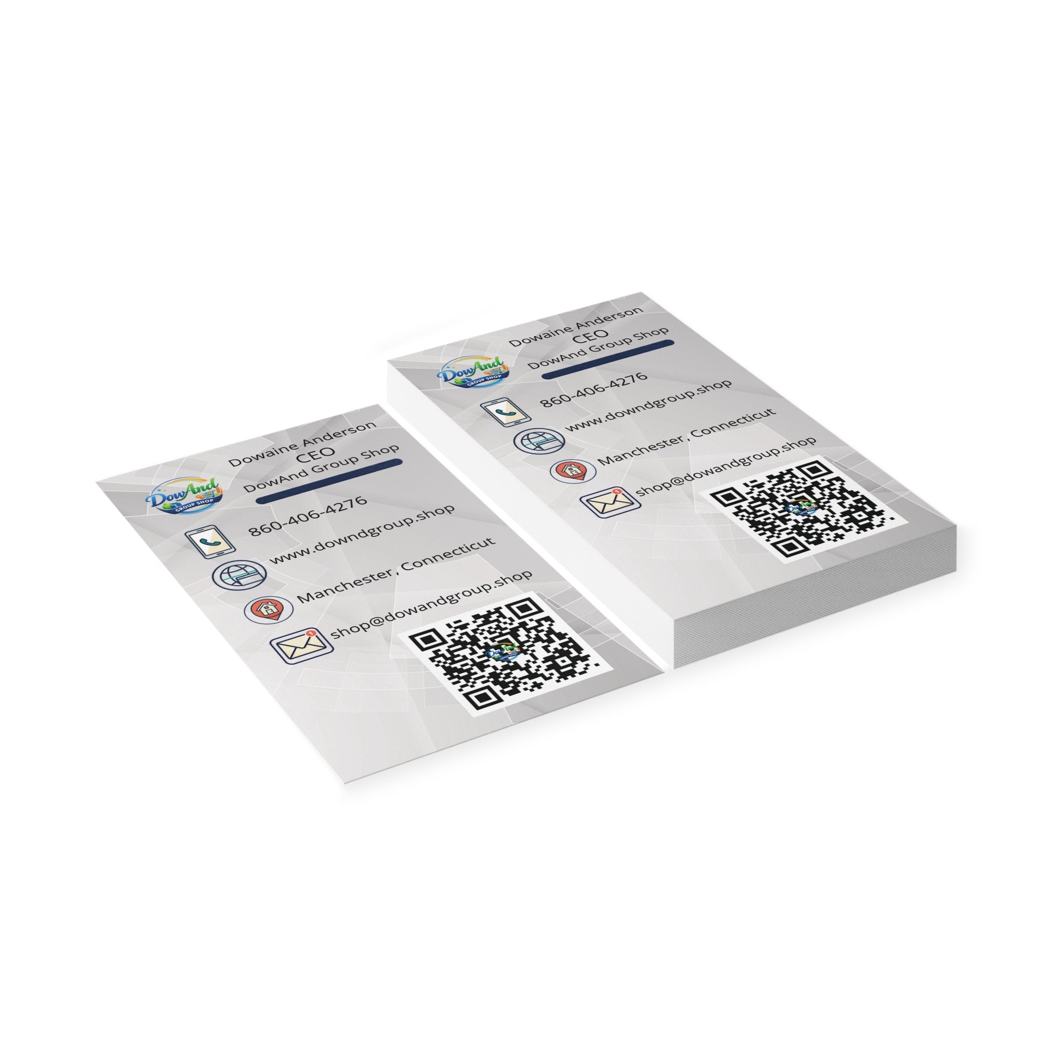 Professional CEO Business Cards — Customizable Contact Card with QR Code