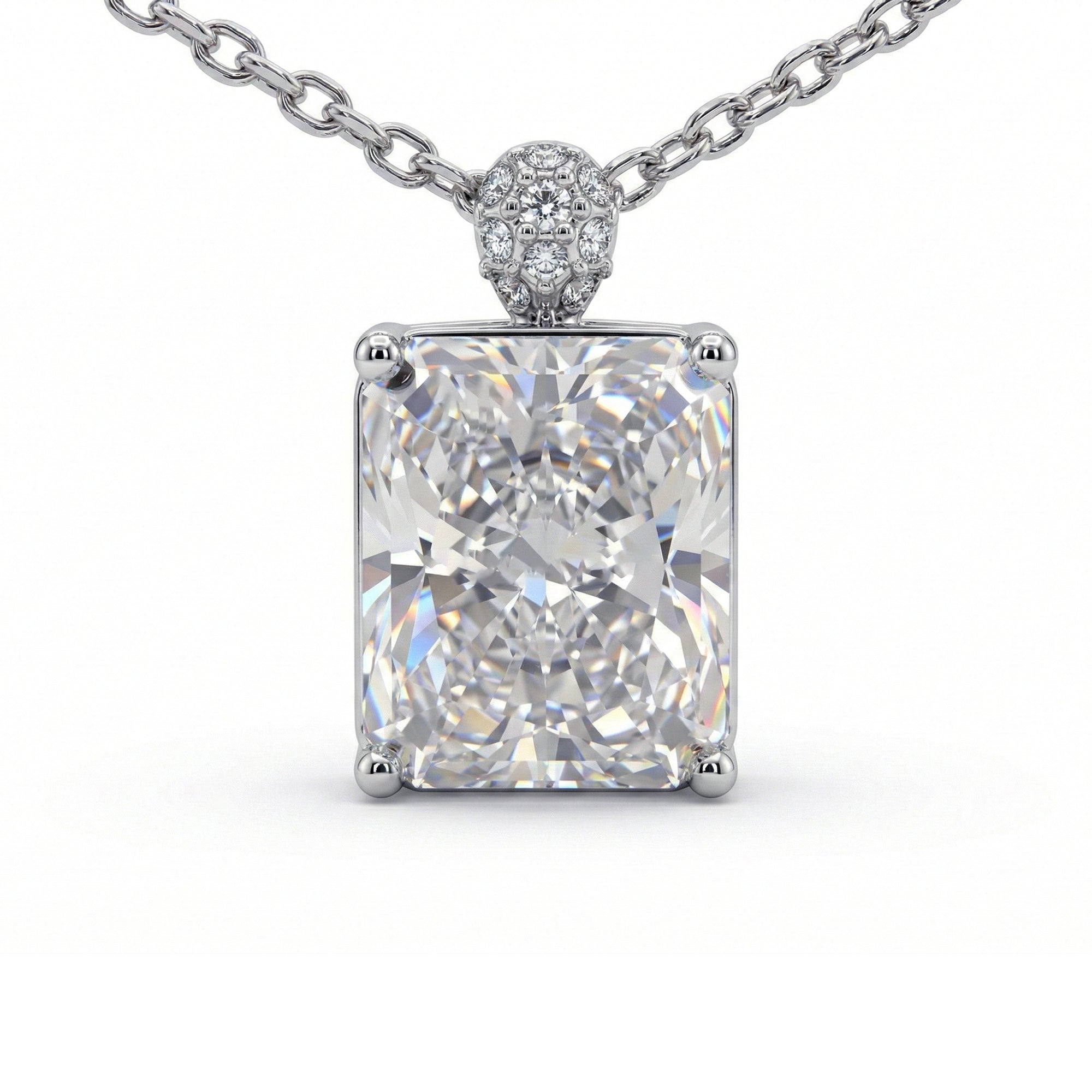 5CT (10mm) Radiant Cut Moissanite Diamond Necklace