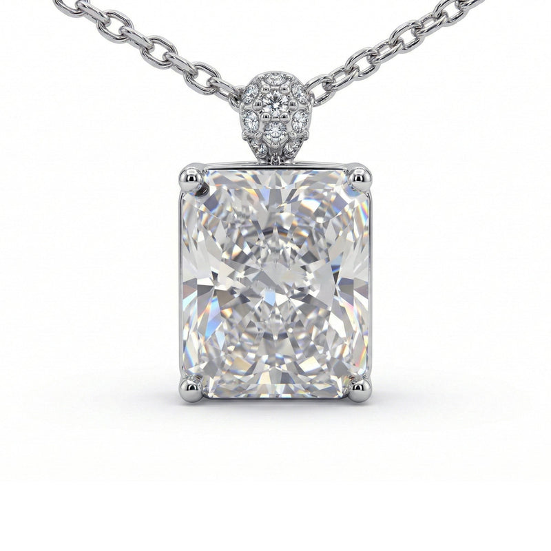 5CT (10mm) Radiant Cut Moissanite Diamond Necklace