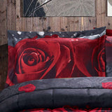 Closeout - 3D Print Red Rose Love All Season Comforter Set-Y28