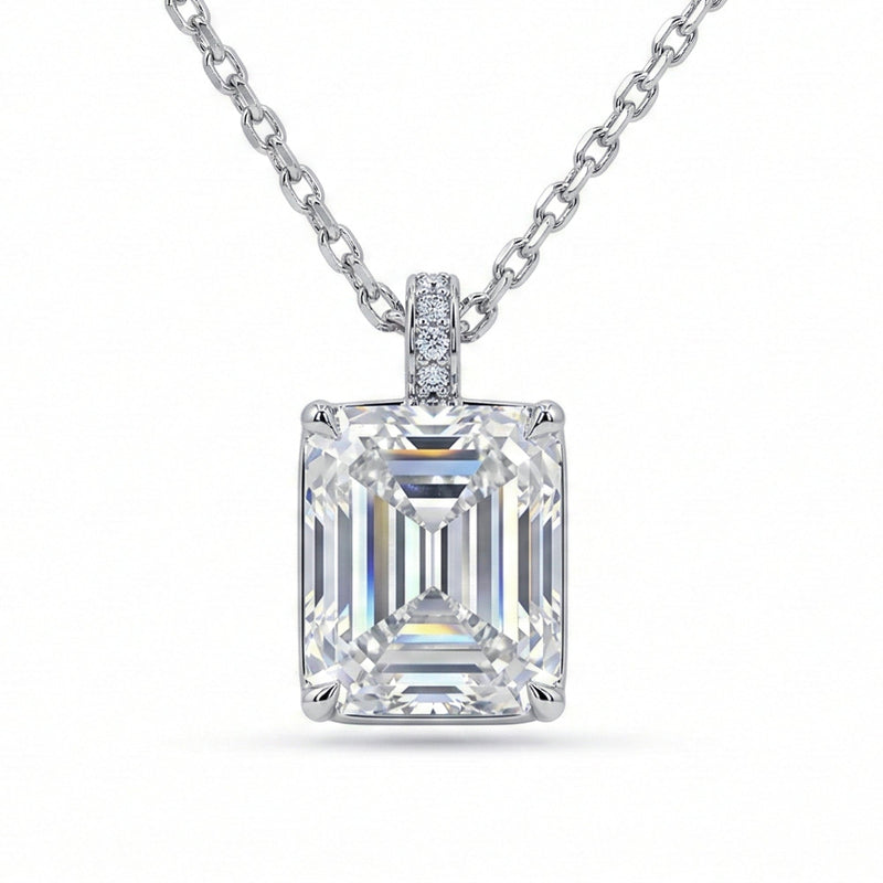 5.5CT (11mm) Emerald Cut Moissanite Diamond Necklace