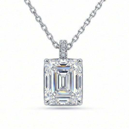 Emerald Cut Moissanite Diamond Necklace - 5.5CT (11mm)