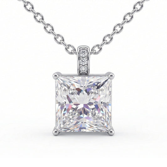 Princess Cut Moissanite Diamond Necklace-5CT (10mm)