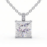 5CT (10mm) Princess Cut Moissanite Diamond Necklace