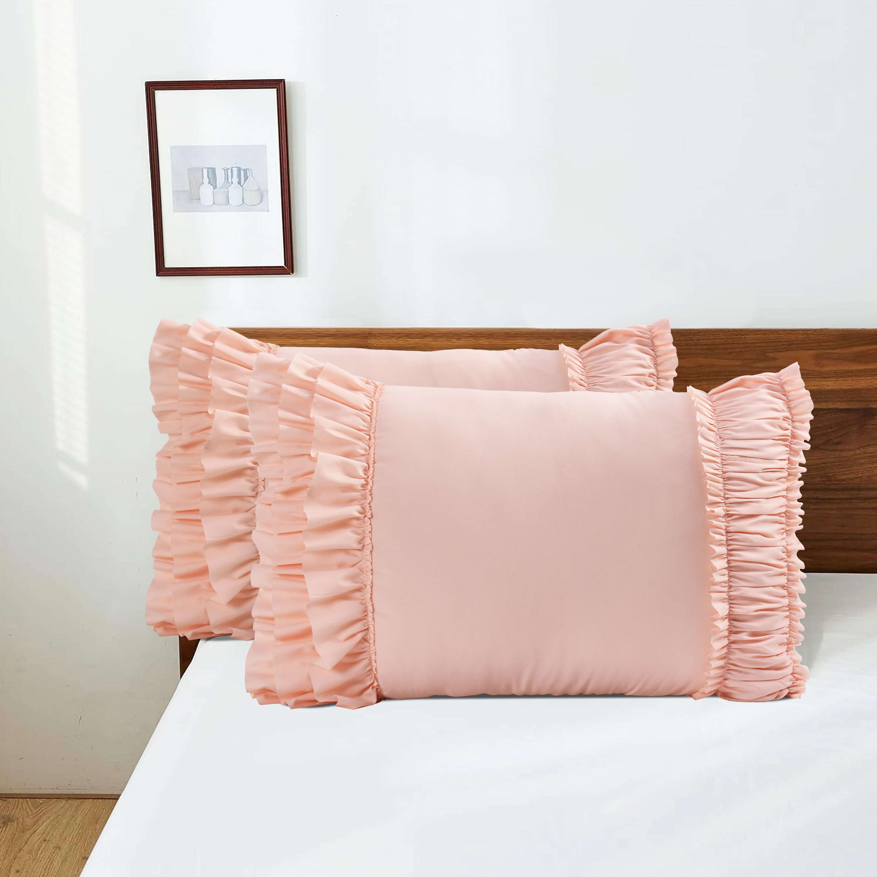 Closeout - Pack of 2 French Country Style Chic Ruffle Pillow Shams