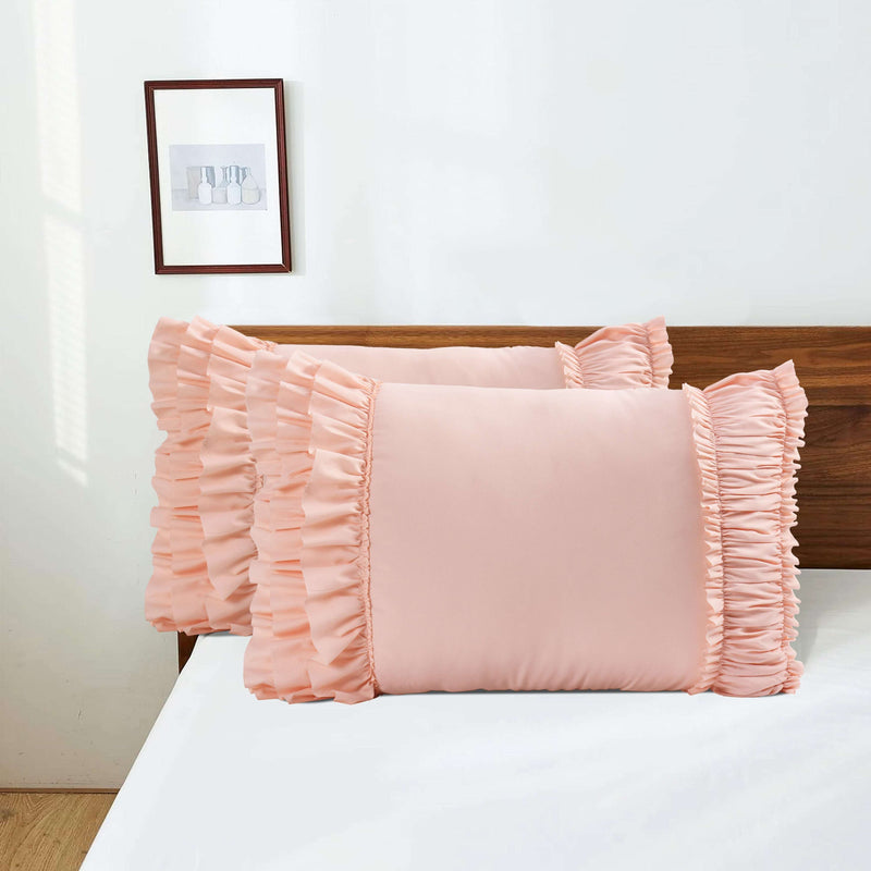 Closeout - Pack of 2 French Country Style Chic Ruffle Pillow Shams