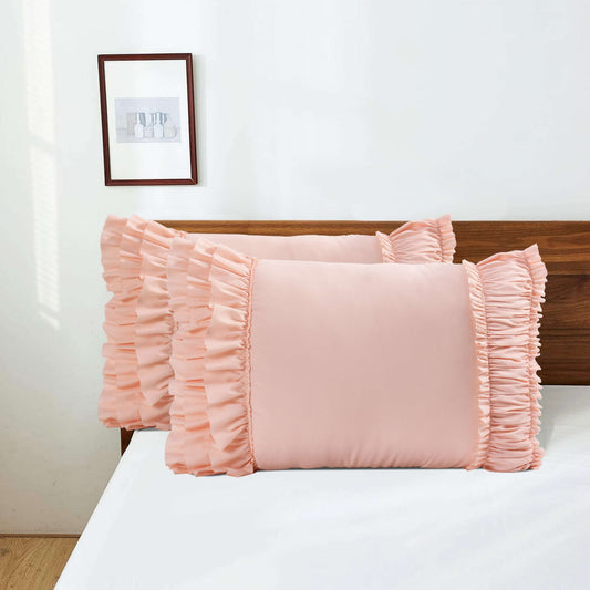 Liquidation - Lot de 2 taies d'oreiller à volants de style champêtre chic
