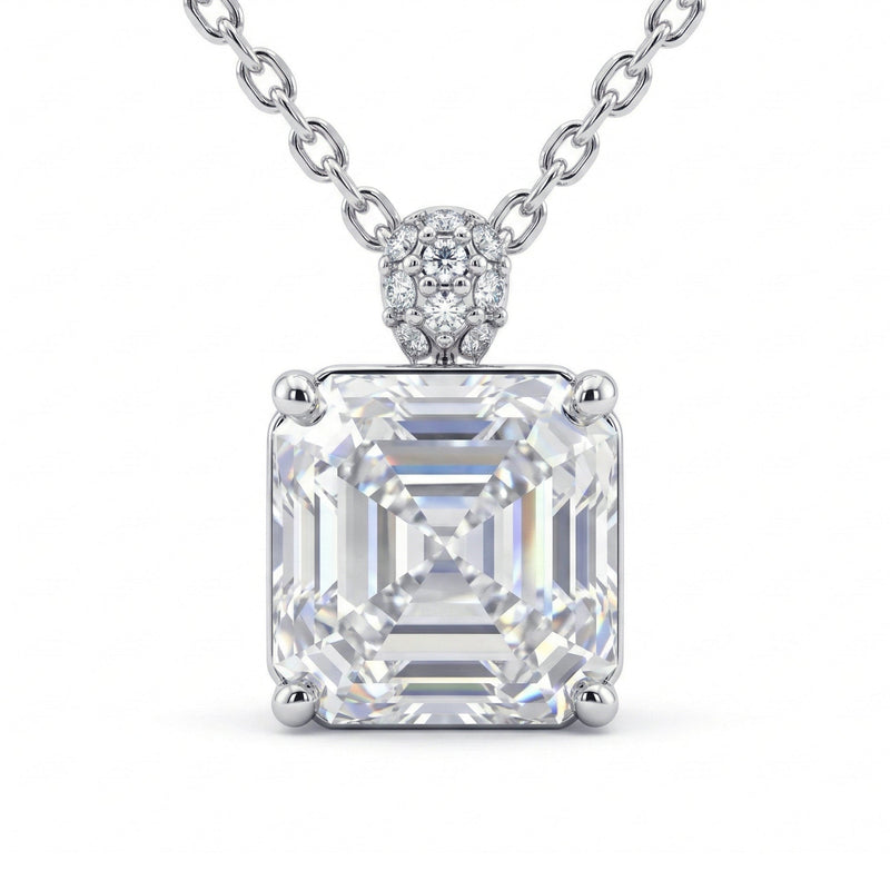 5CT (10mm) Asscher Cut Moissanite Diamond Necklace