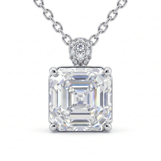 Asscher Cut Moissanite Diamond Necklace-5CT (10mm)