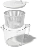 Mini Salad Spinner and Dryer With Measuring Cup Bowl, Best Rated Lettuce Spinners Single Serve, Collander with Spinner, Vegetable Washing Basket