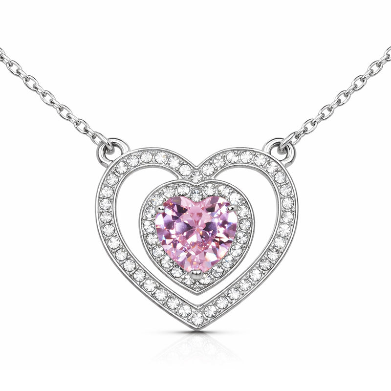 Double Heart Pendant Necklace