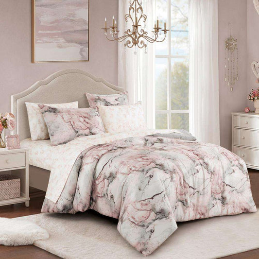 Liquidation - Ensemble de housse de couette imprimée abstraite 7 pièces avec parure de lit, 22896