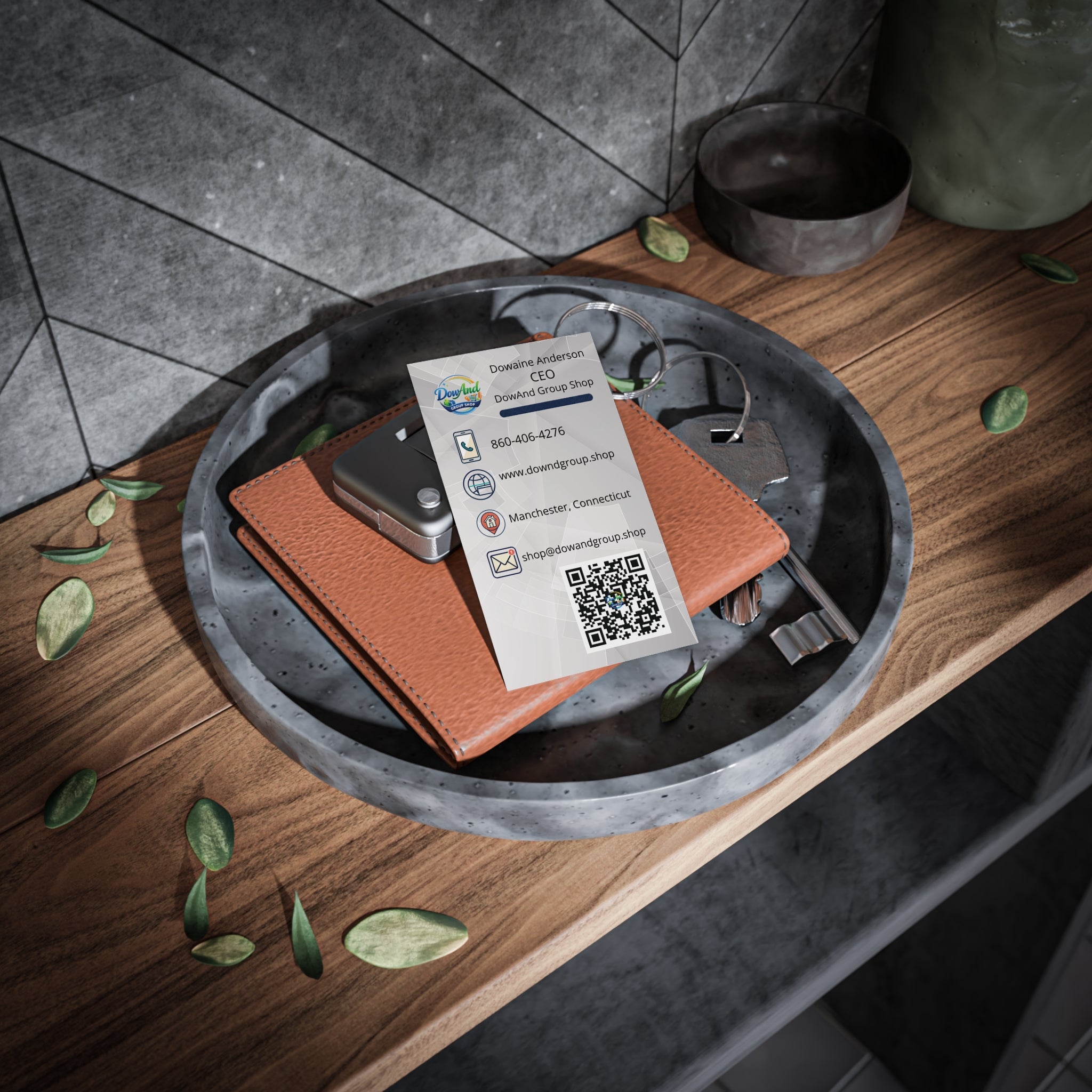 Professional CEO Business Cards — Customizable Contact Card with QR Code