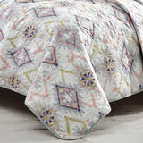 Reversible 3-Piece Geometric Aztec Quilted Bedspread Set with Pillow Shams