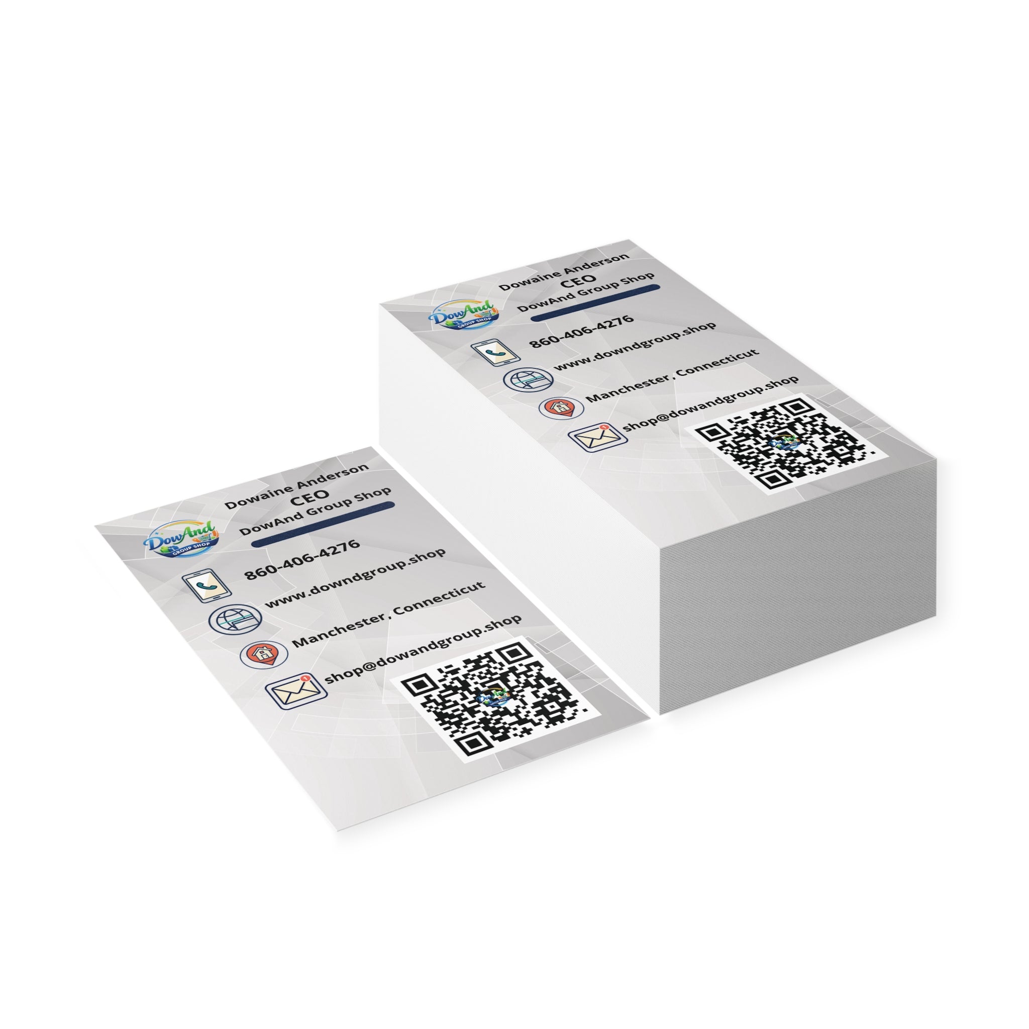 Professional CEO Business Cards — Customizable Contact Card with QR Code