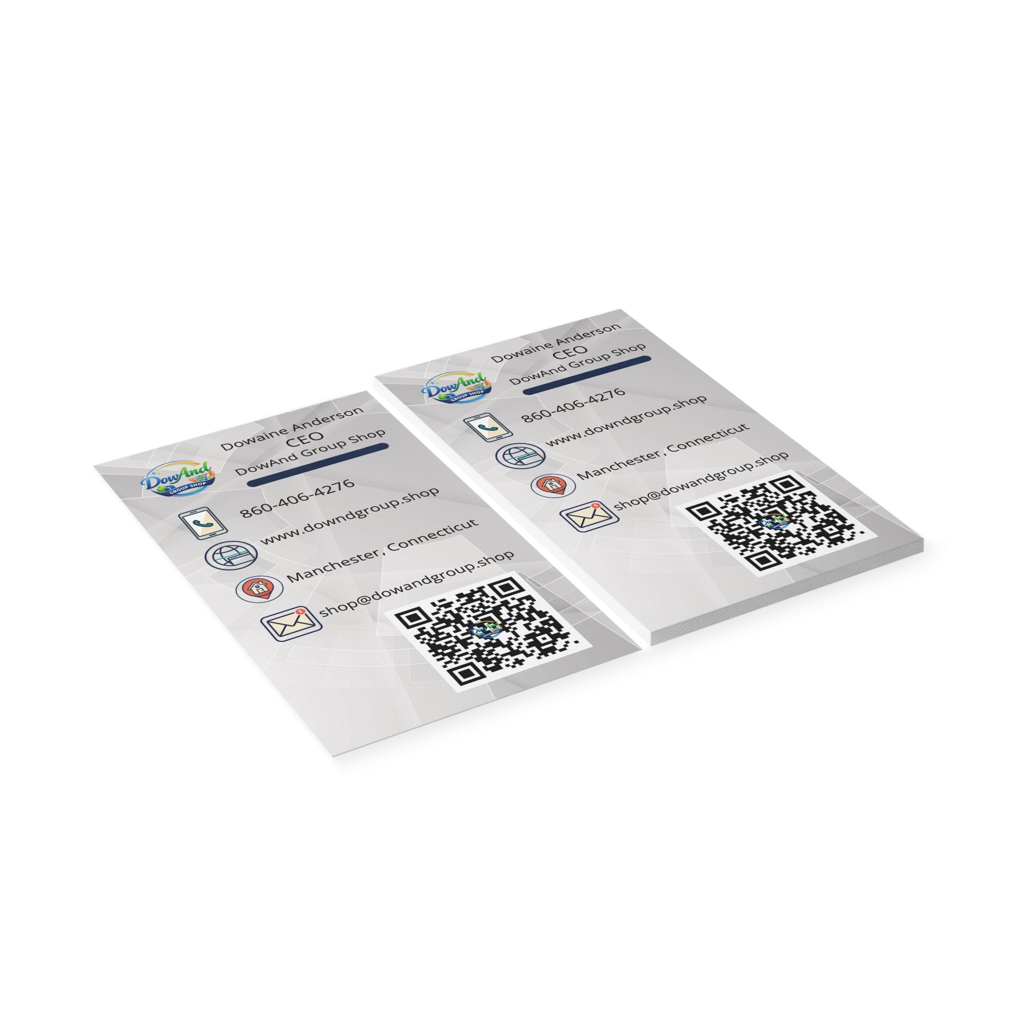 Professional CEO Business Cards — Customizable Contact Card with QR Code