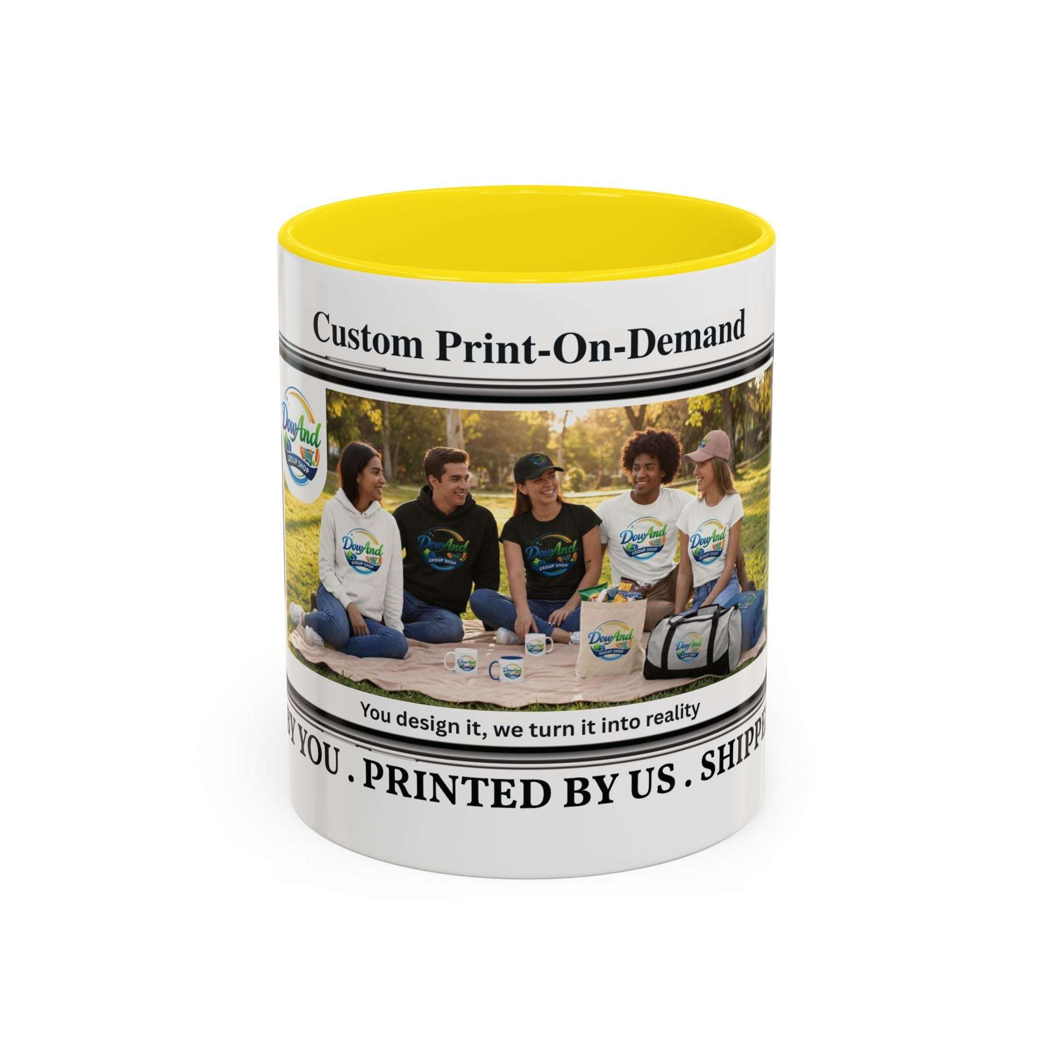 Custom Print-On-Demand Accent Coffee Mug (11/15oz) — Personalized Group Photo Design 11oz Yellow
