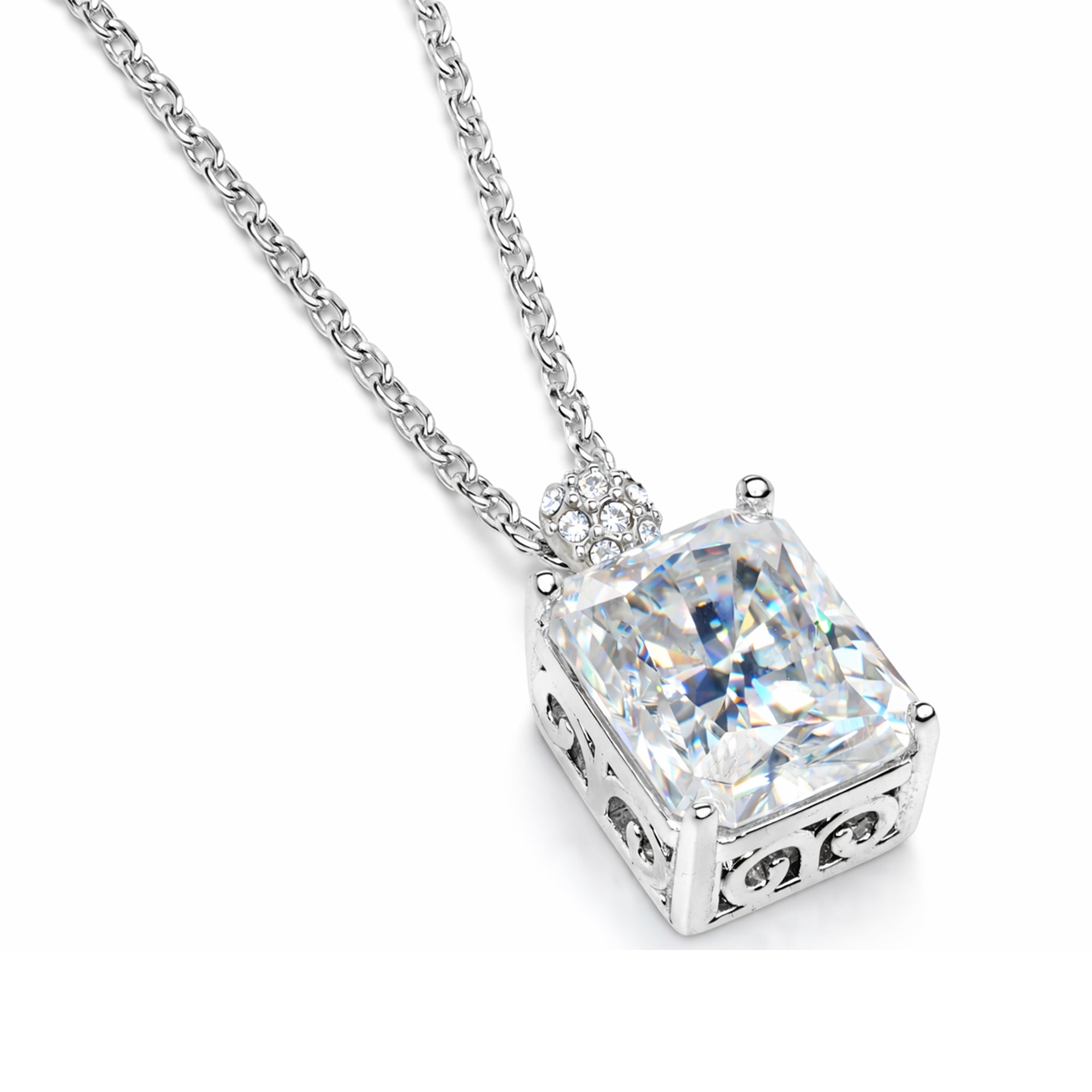 5CT (10mm) Radiant Cut Moissanite Diamond Necklace