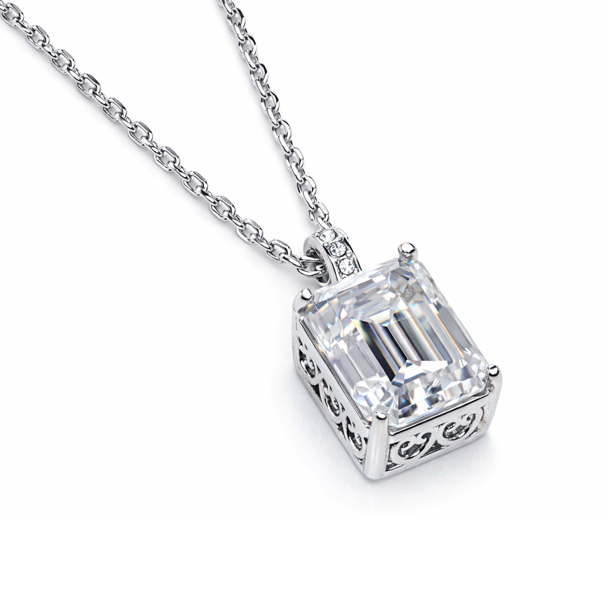 5.5CT (11mm) Emerald Cut Moissanite Diamond Necklace