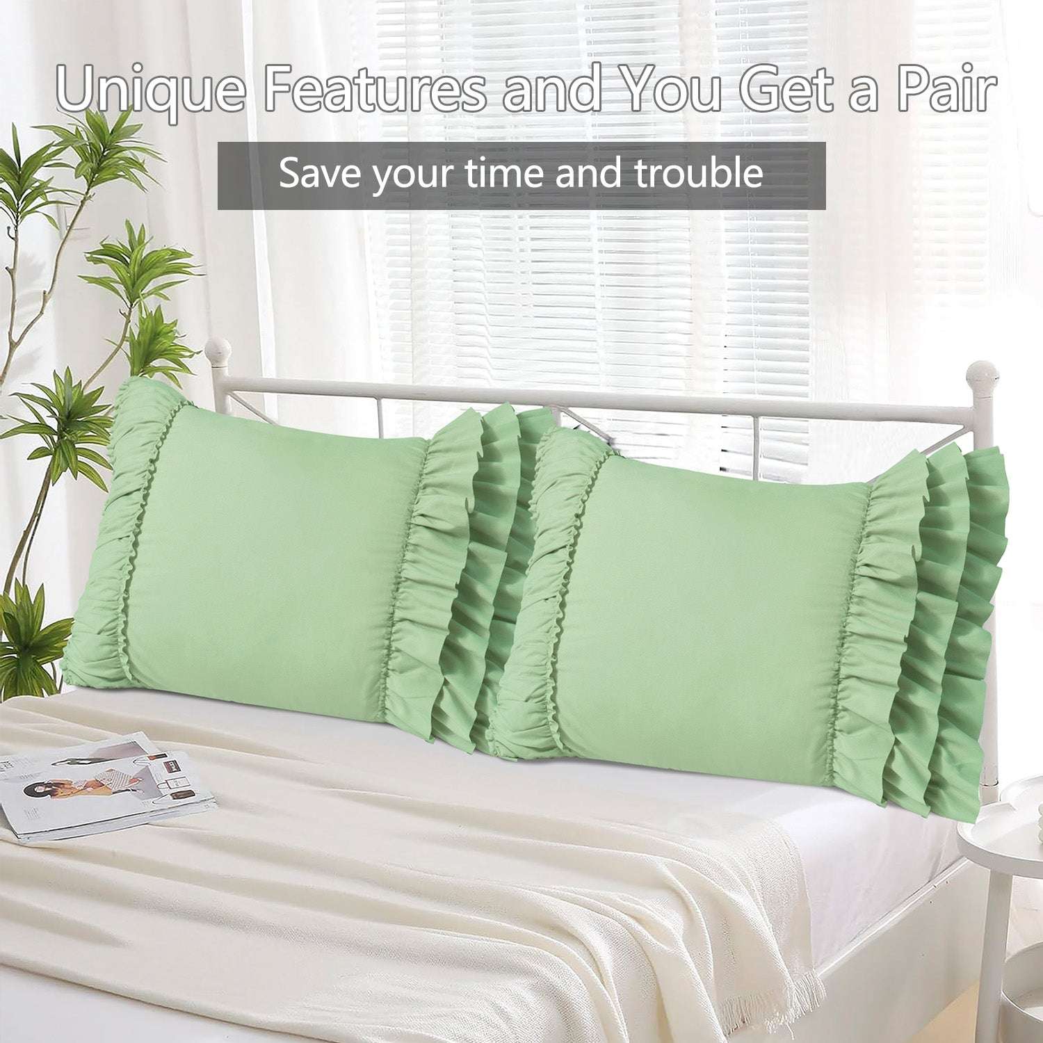 Closeout - Pack of 2 French Country Style Chic Ruffle Pillow Shams
