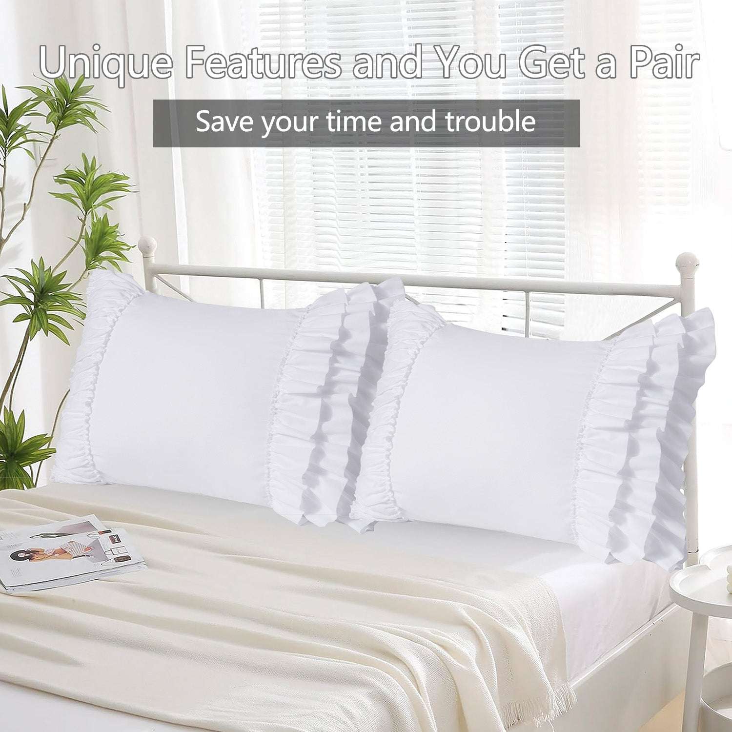 Closeout - Pack of 2 French Country Style Chic Ruffle Pillow Shams