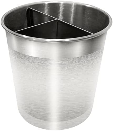 Stainless steel cup with compartments on a white background