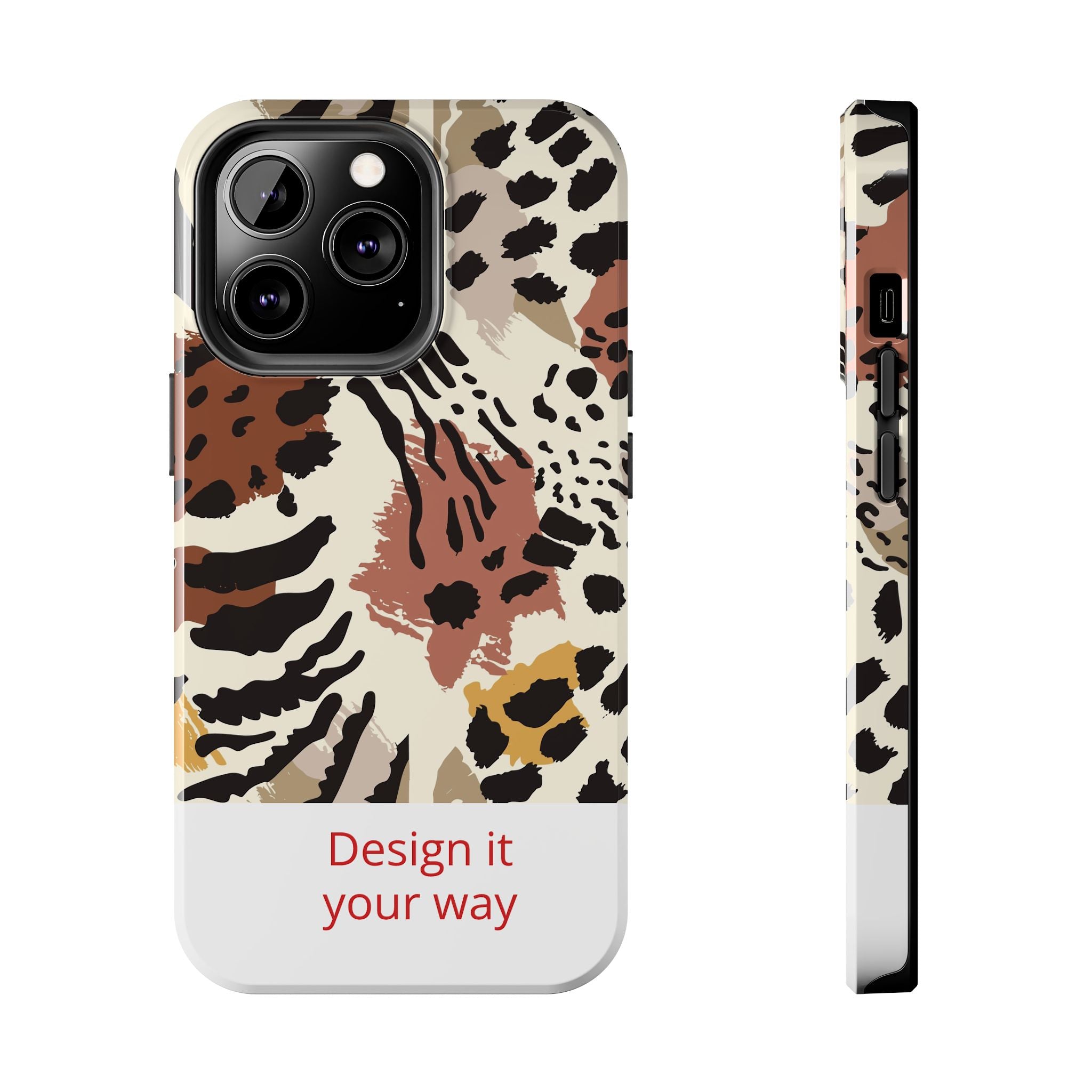 Leopard Print Tough Phone Case – Customizable “Design it Your Way” Protective Cover