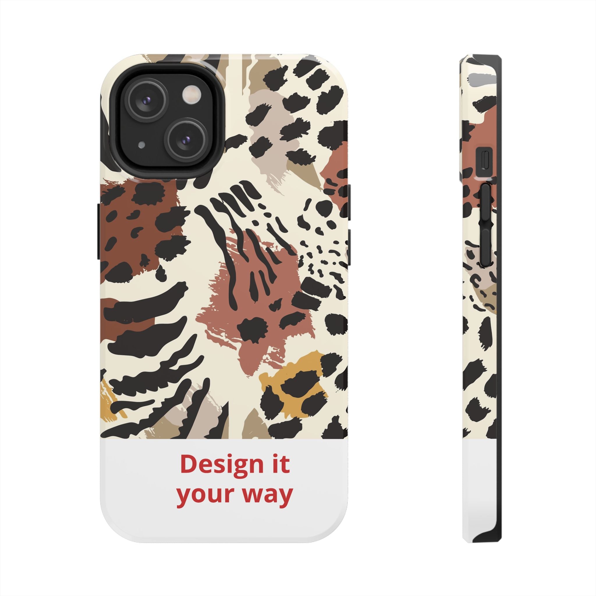 Leopard Print Tough Phone Case – Customizable “Design it Your Way” Protective Cover
